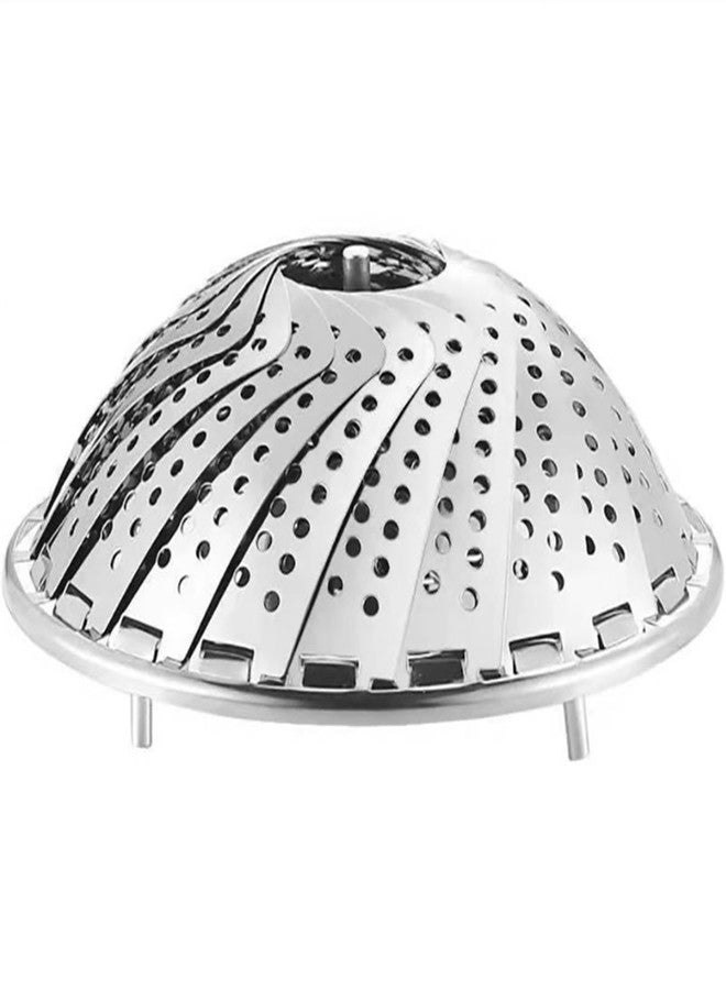 MiHerom Steamer Basket,Folding Stainless Steel Vegetable Steamer for Veggie Fish Eggs Seafood Cooking,Expandable to Fit in Pots - Image 1